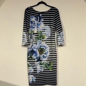 Elegant Striped Floral Dress by New York & Company